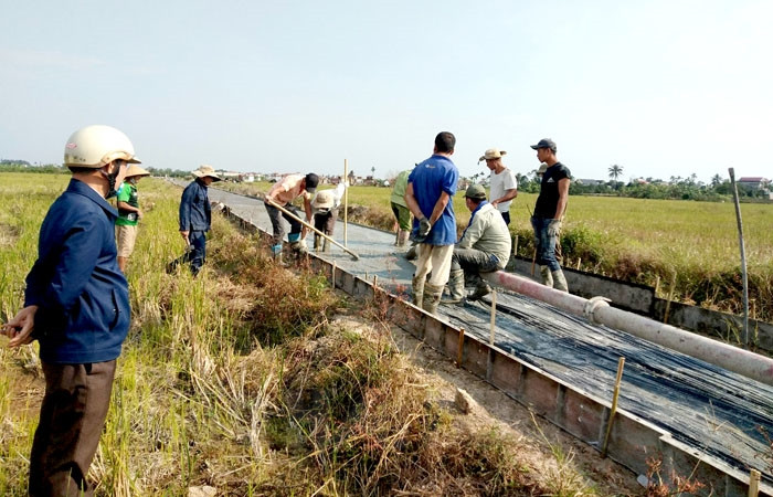 Thanh Hà hỗ trợ 245 tấn xi măng làm đường nội đồng
